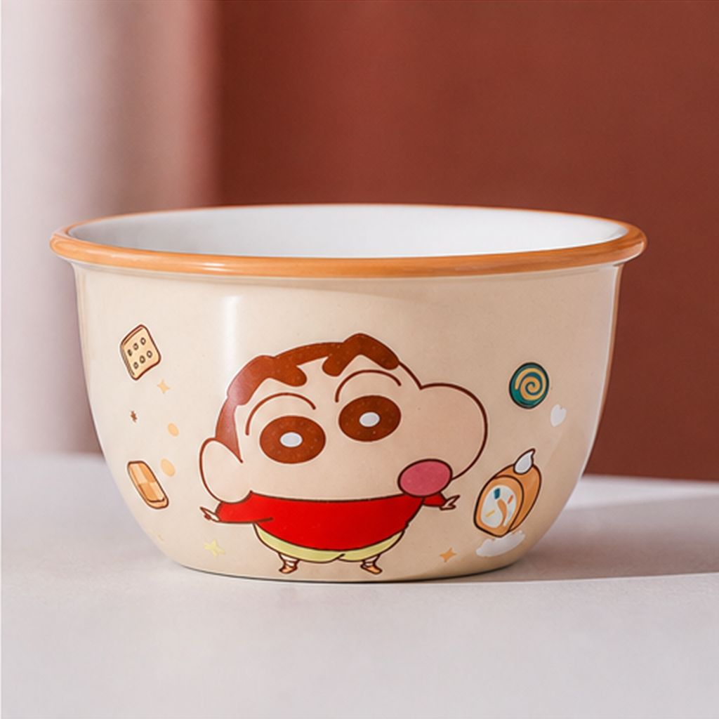 クレヨンしんちゃん 450ml 4.7インチ セラミック飯碗 オレンジ