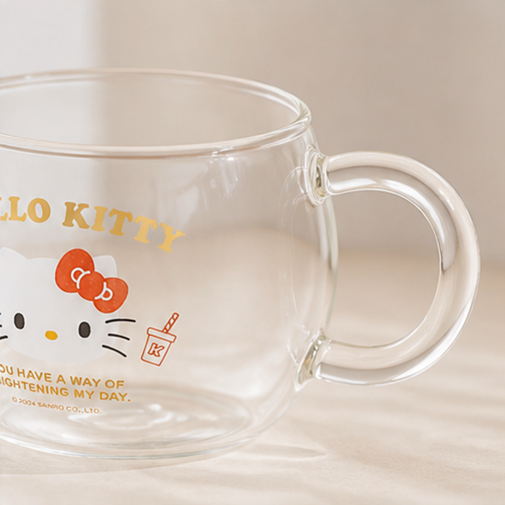 ハローキティ 400ml ラウンドガラスマグ クリア