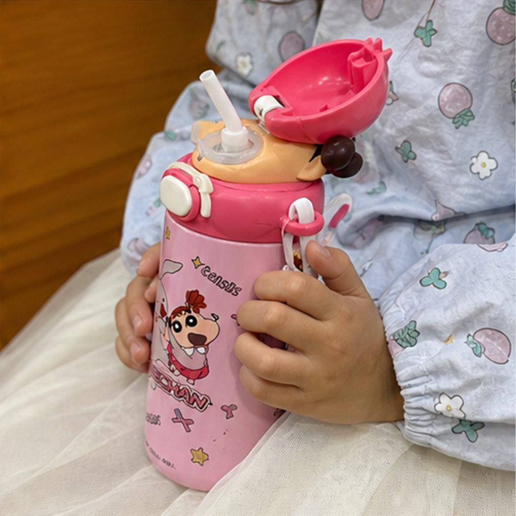 クレヨンしんちゃん ネネちゃん 480ml 316ステンレス 保温ストローボトル ピンク