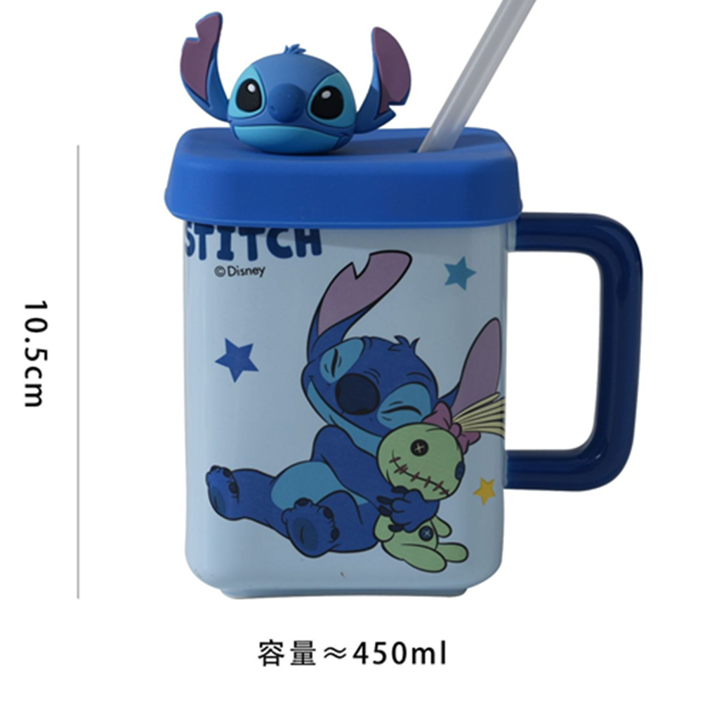 スティッチ 立体ふた付きスクエア陶器ストローマグ 450ml