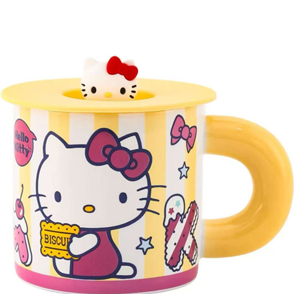ハローキティ ふた付きセラミックマグ 360ml イエロー