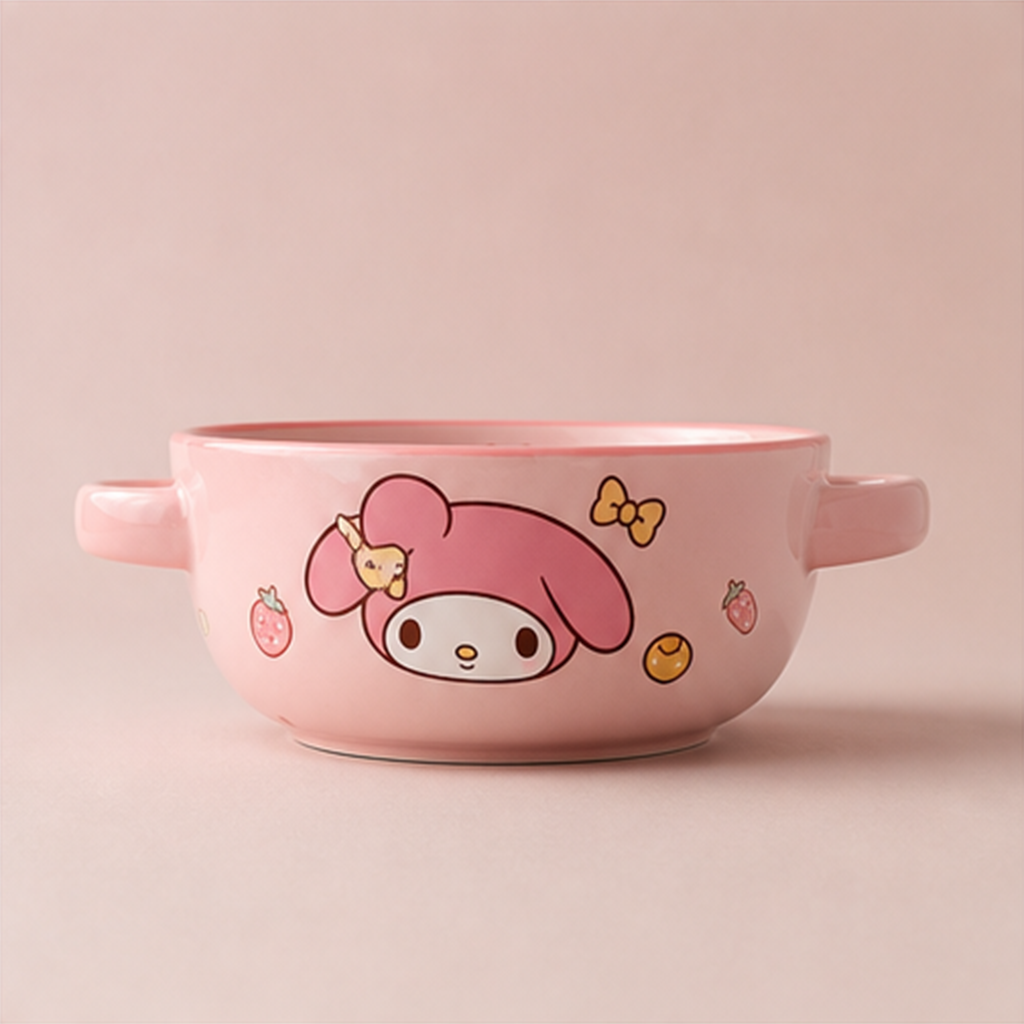 マイメロディ Mサイズ ダブルハンドル セラミックボウル