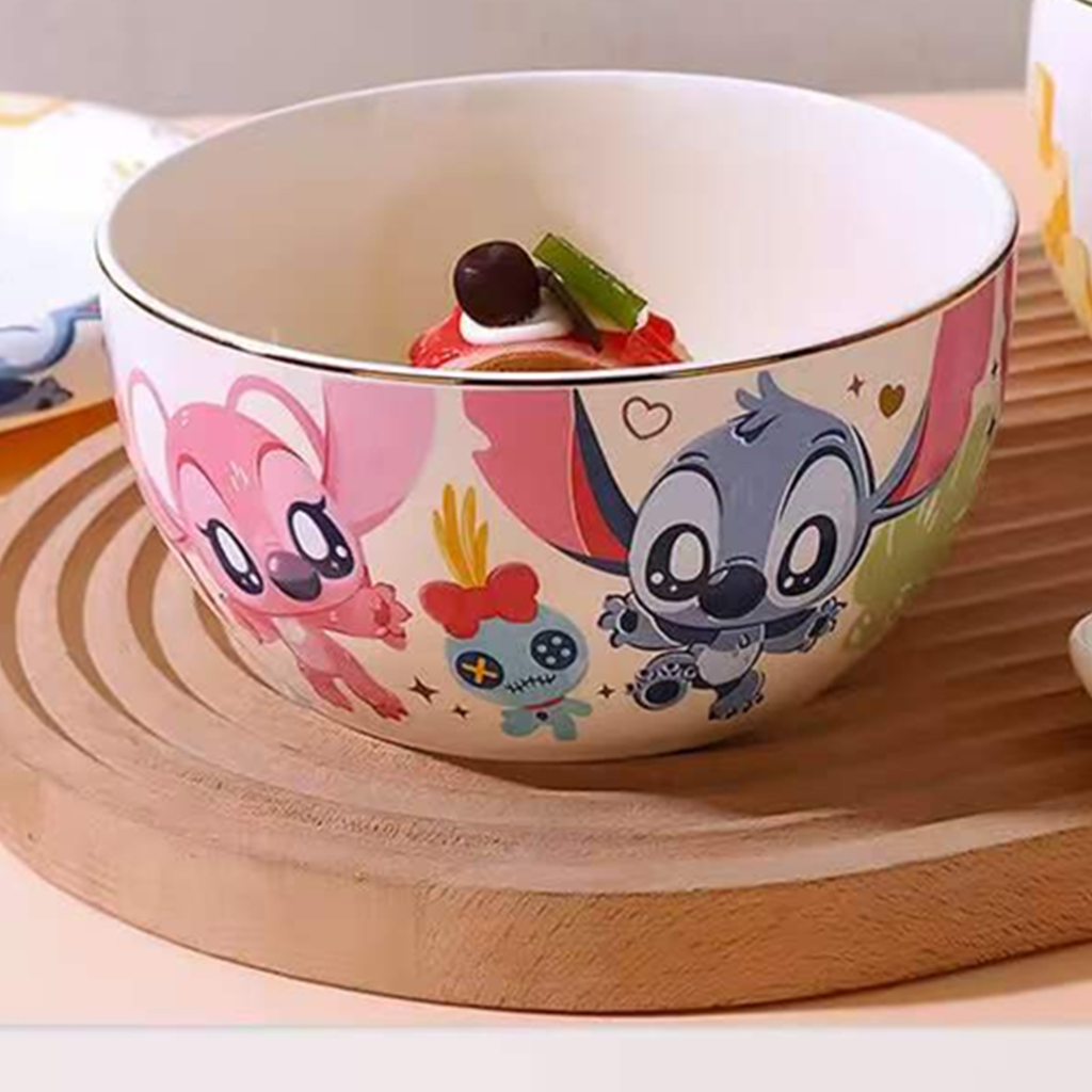 スティッチ＆エンジェル ピンク陶器ボウル