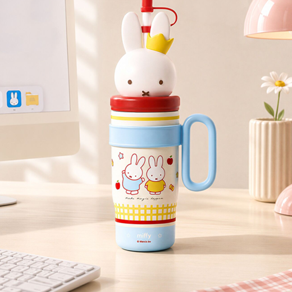 ミッフィー 3Dふた付き保温ストローカップ 800ml ブルー