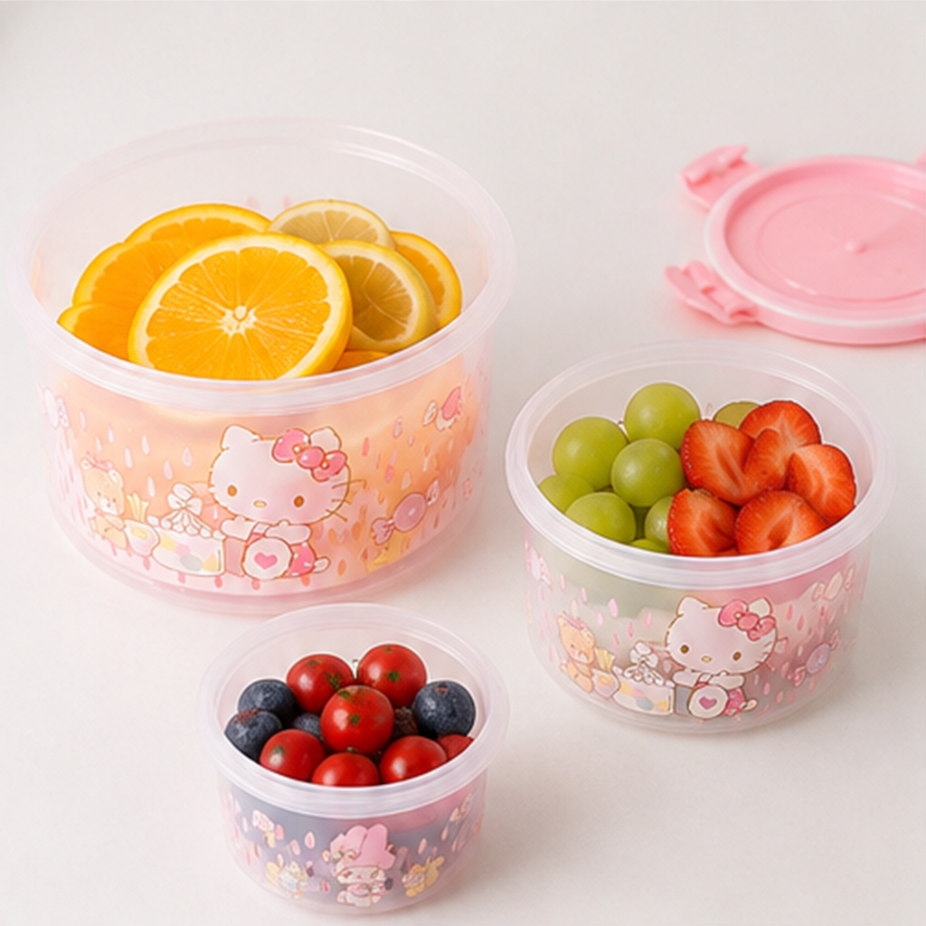 サンリオ ハローキティ 密封フードコンテナ ピンク 3個セット