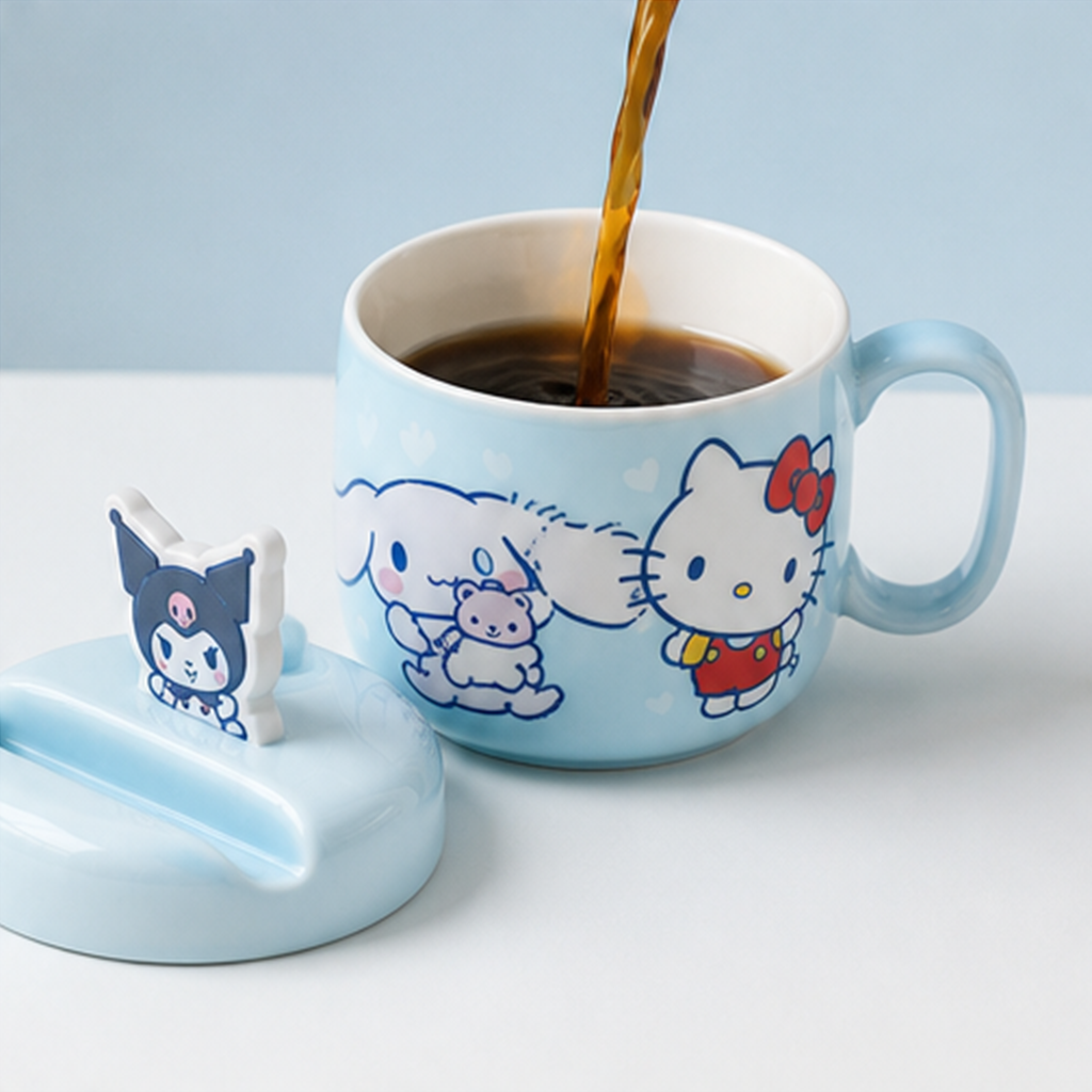 サンリオキャラクターズ ふた付きセラミックマグ スマホスタンド