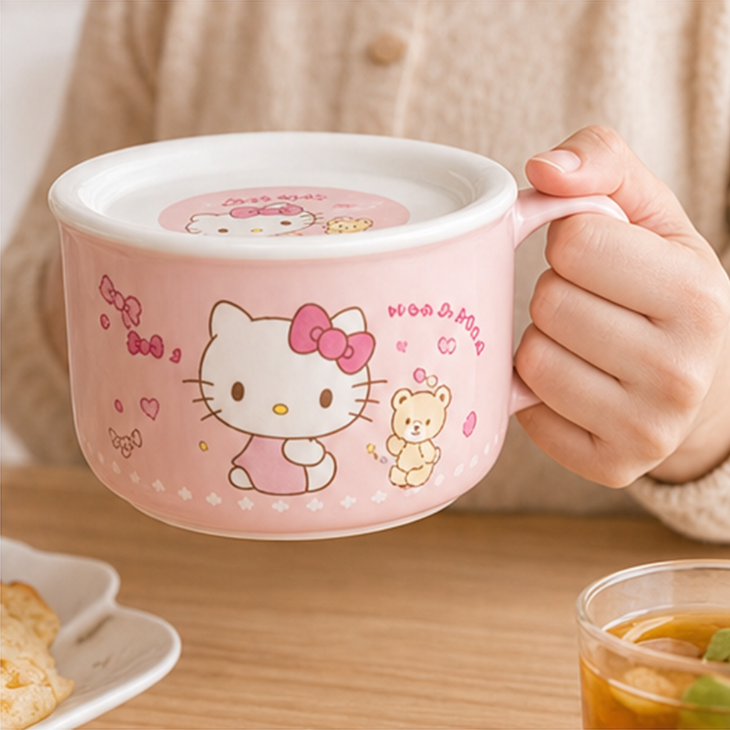 サンリオキャラクター ふた付き陶器ヌードルボウル