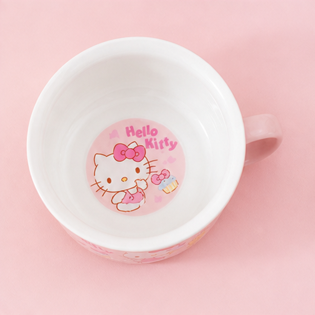 ハローキティ 935ml ふた付き セラミックハンドルボウル ピンク