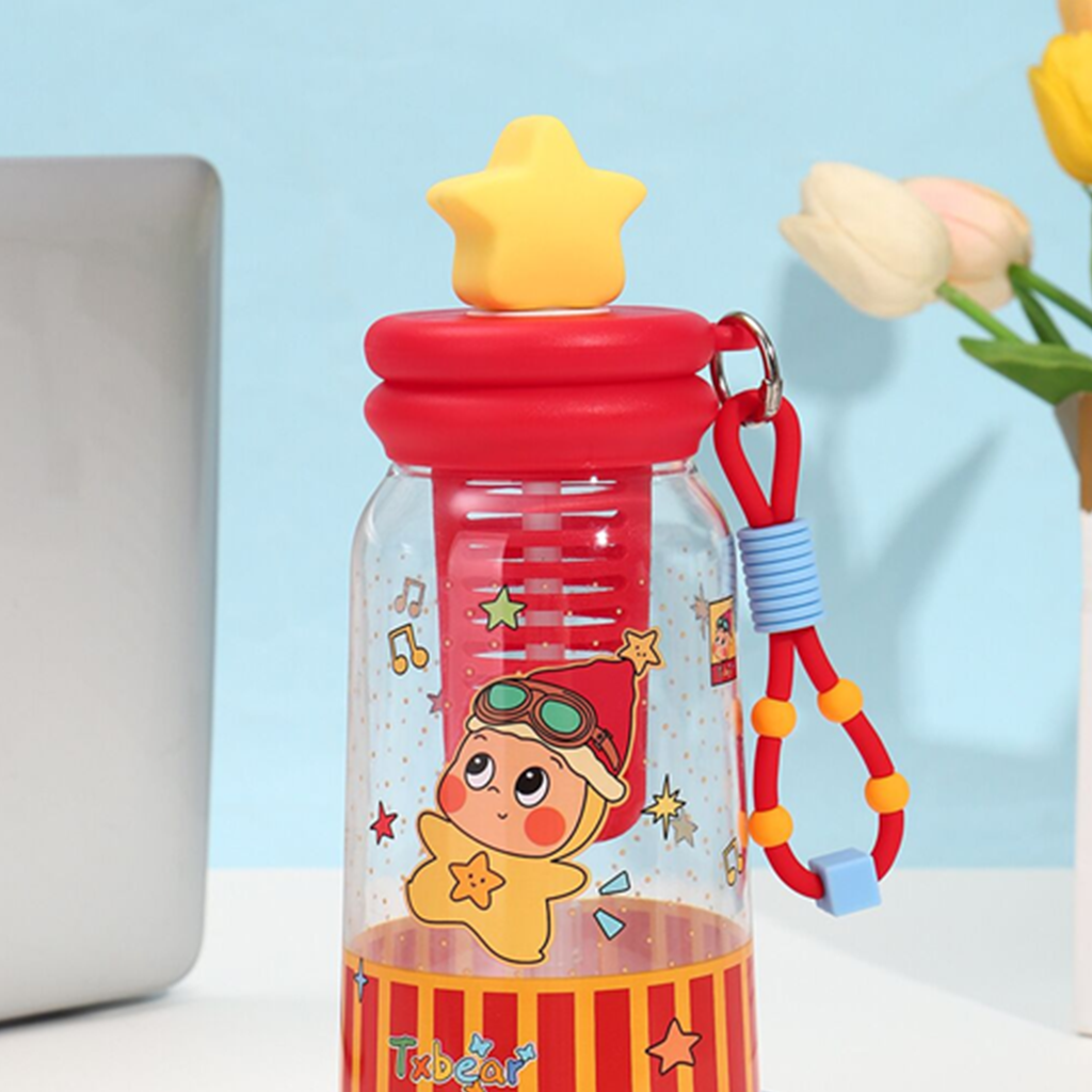 スターベビー 茶こし付きストローボトル 500ml レッド