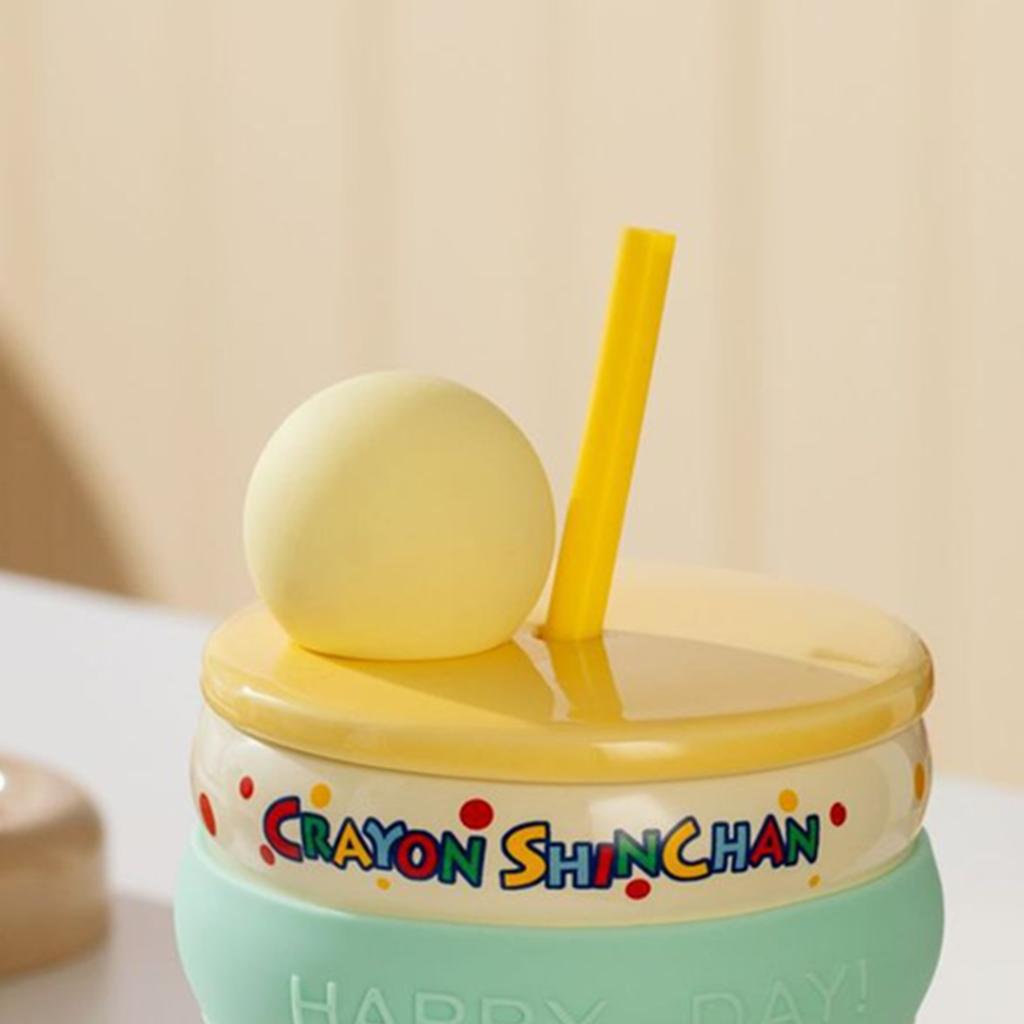 クレヨンしんちゃん ふた付き陶器ストローマグ 450ml ミント
