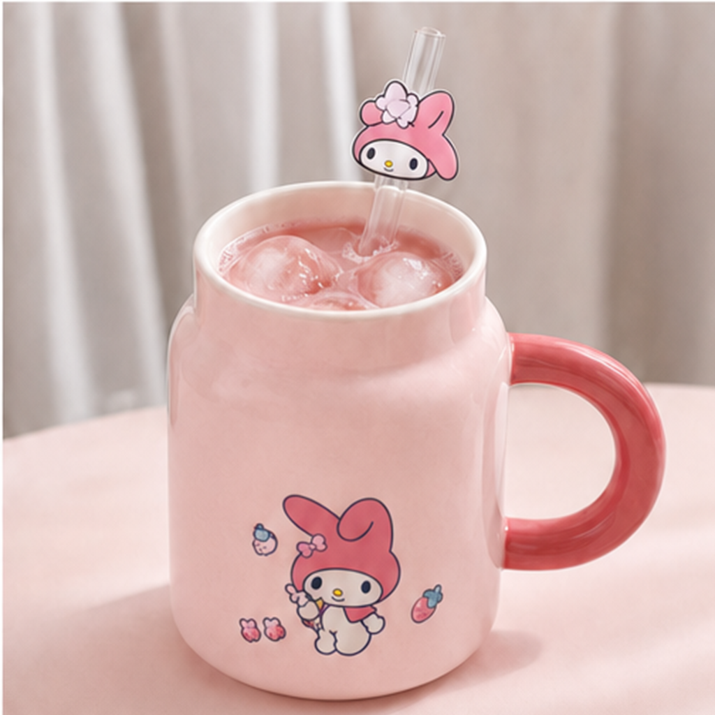マイメロディ ストロー付き陶器マグ 400ml