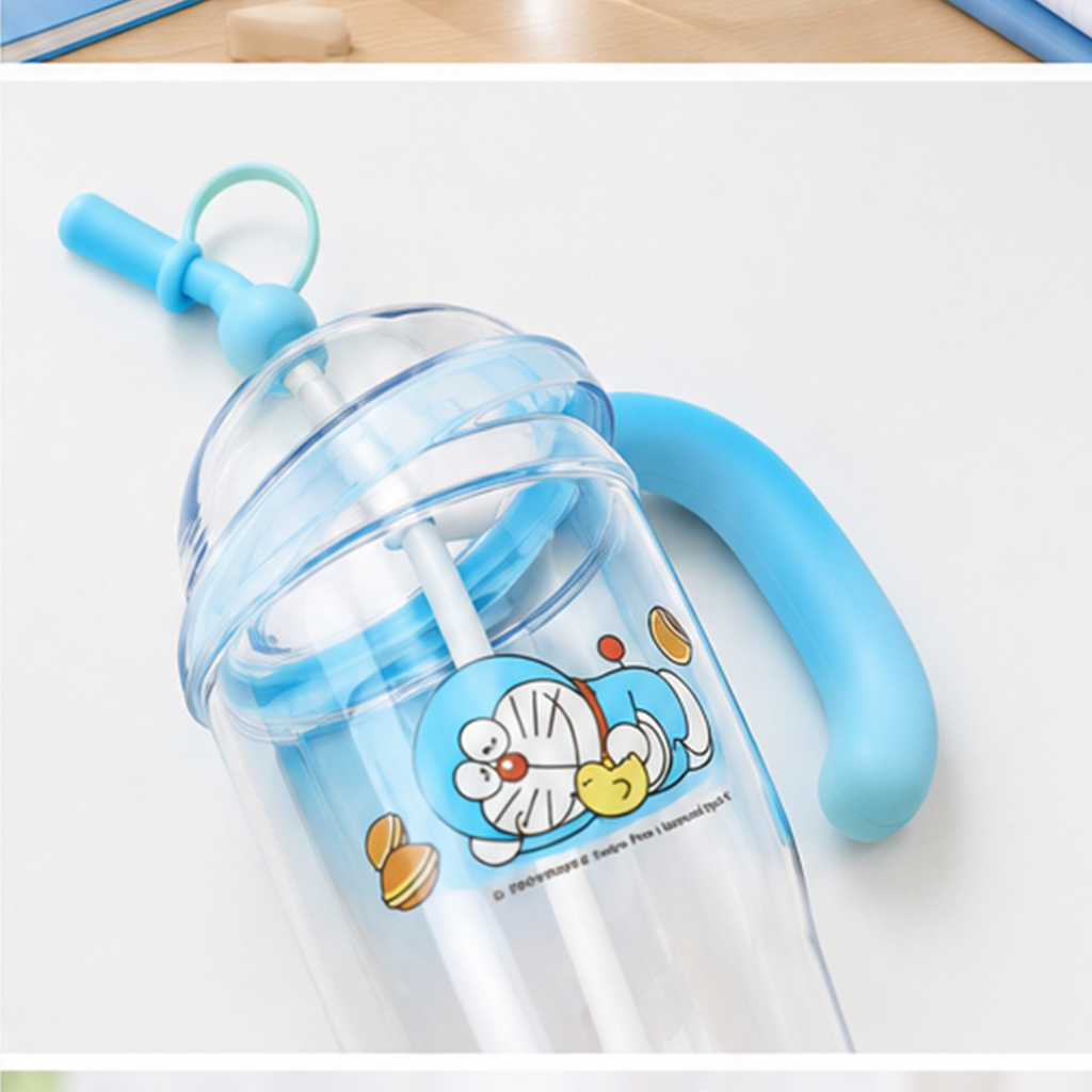ドラえもん 1090ml ブランコ付き ストローボトル ブルー