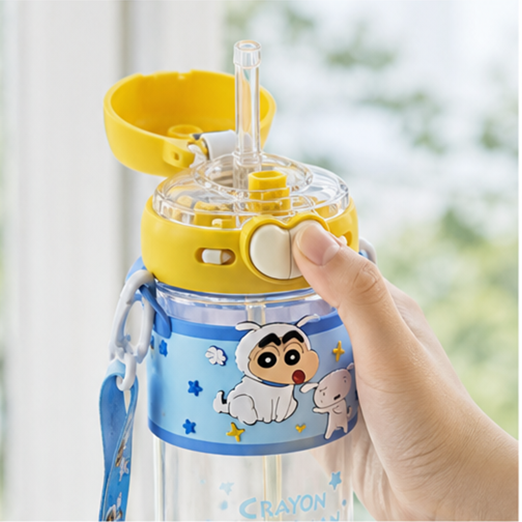 クレヨンしんちゃん シロ 580ml 2WAY Tritanストローボトル ブルー