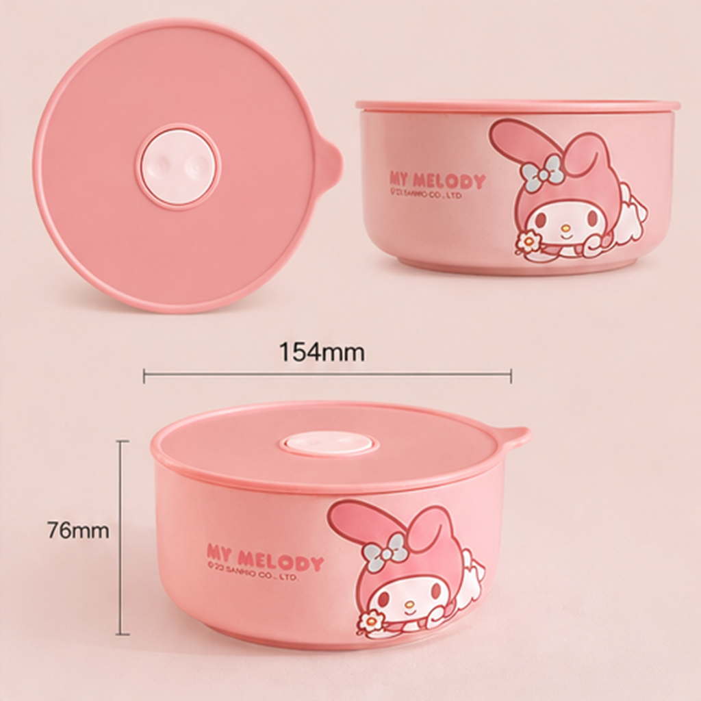 マイメロディ 750ml ふた付きセラミック保存ボウル ピンク