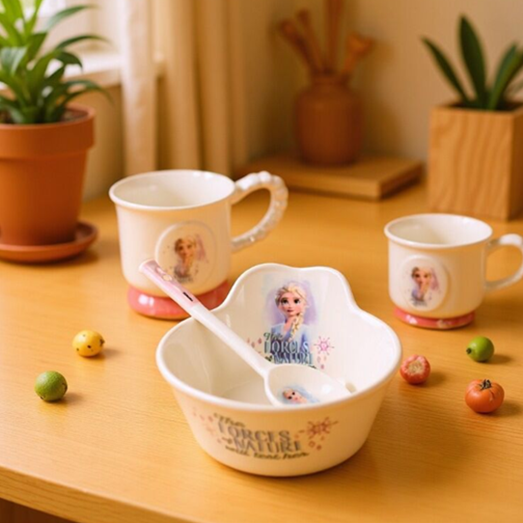 ディズニー アナと雪の女王 エルサ セラミック食器3点セット 一人用