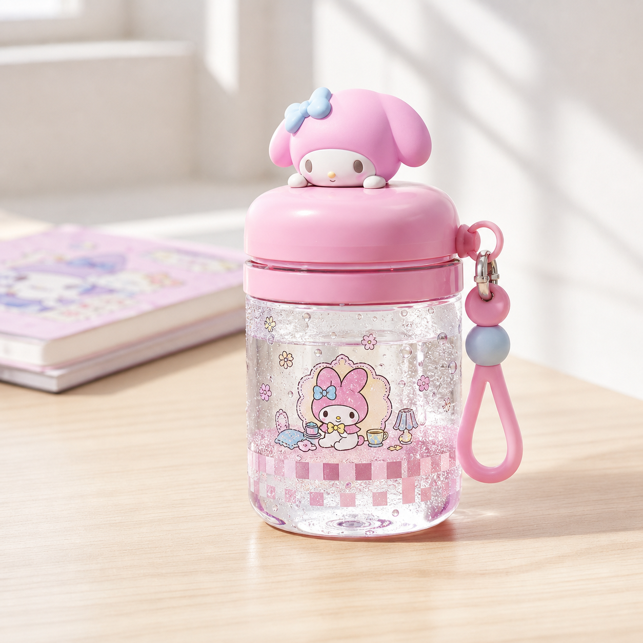 サンリオキャラクターズ ミニクリアボトル 400ml ストラップ付き