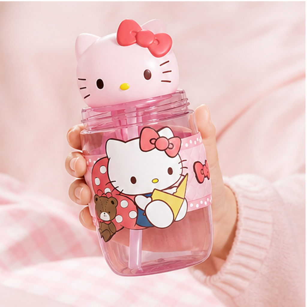 サンリオ ハローキティ 650ml フルーツインフューザー付き ストローボトル ピンク