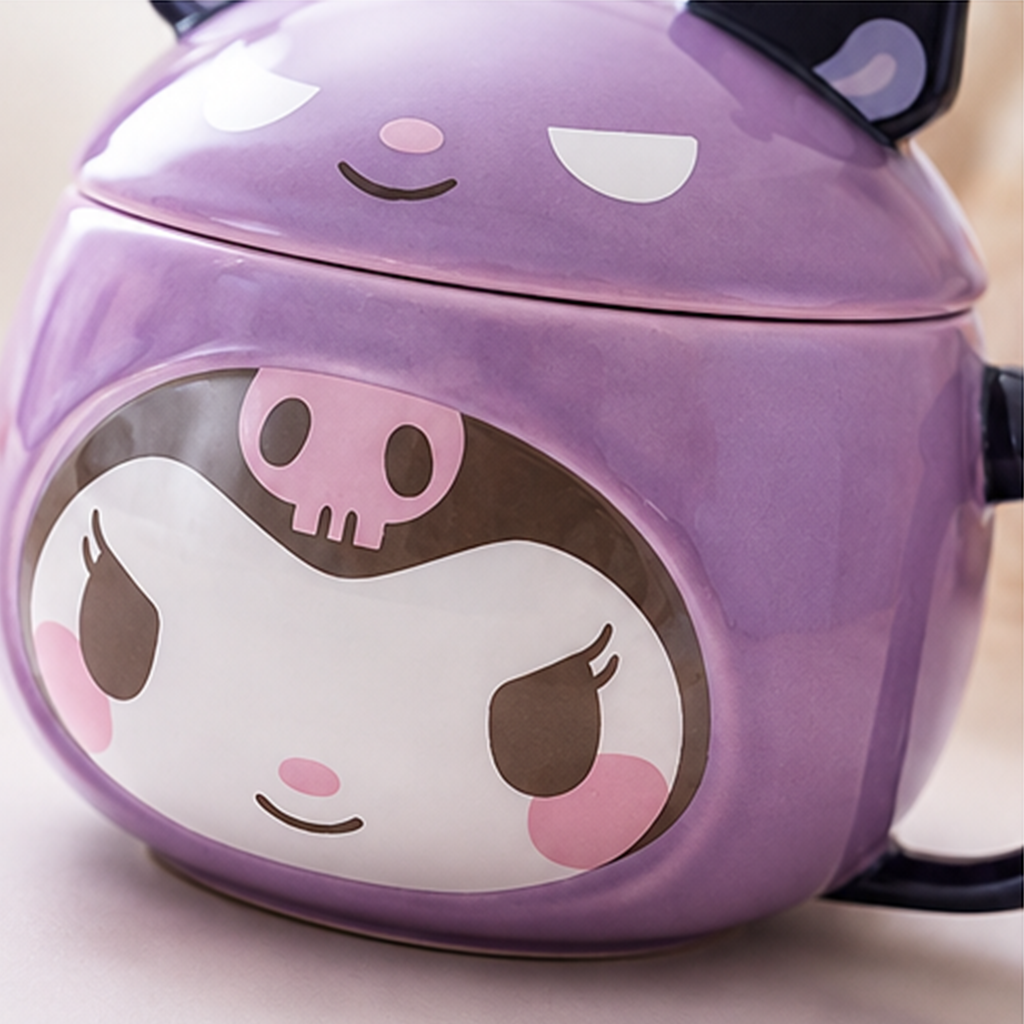 サンリオ クロミ 370ml 立体ふた付き セラミックマグ パープル