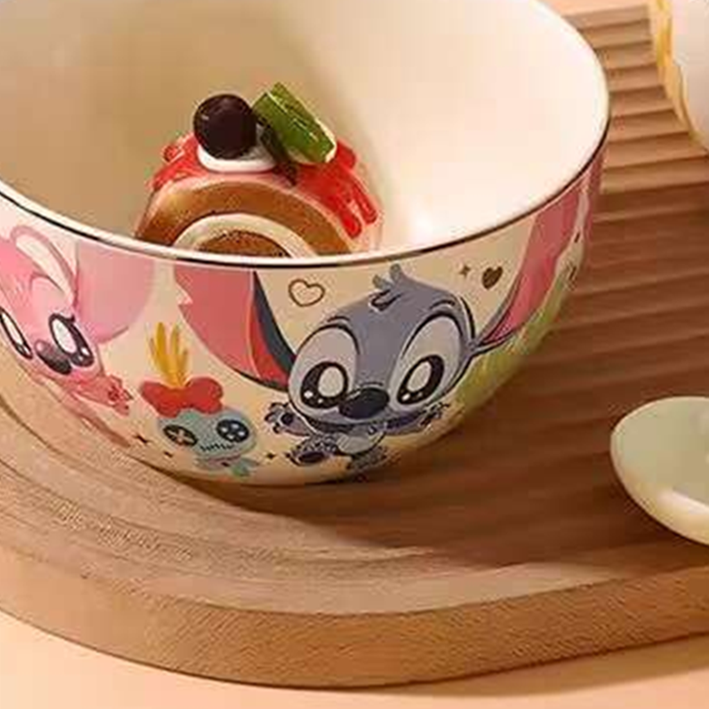 スティッチ＆エンジェル ピンク陶器ボウル