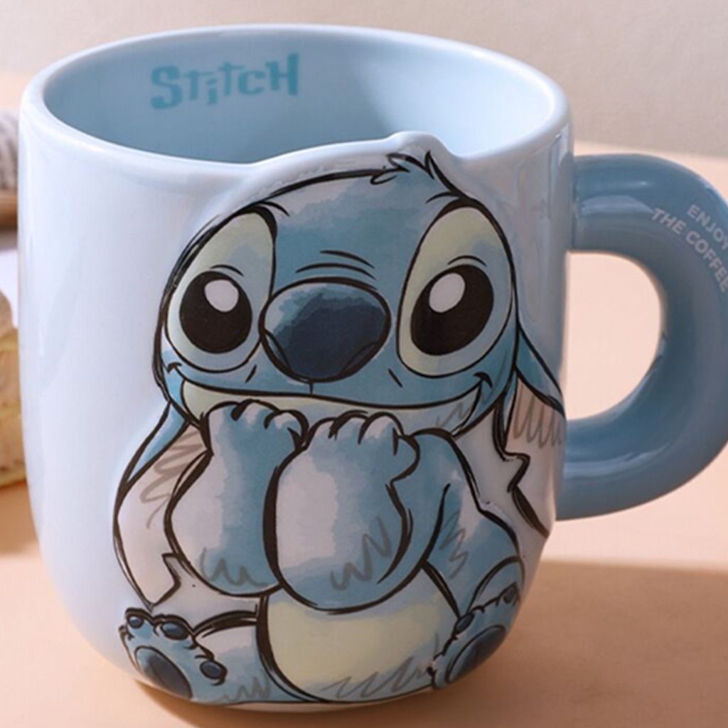 ディズニー スティッチ 650ml 立体レリーフ セラミックマグ ブルー