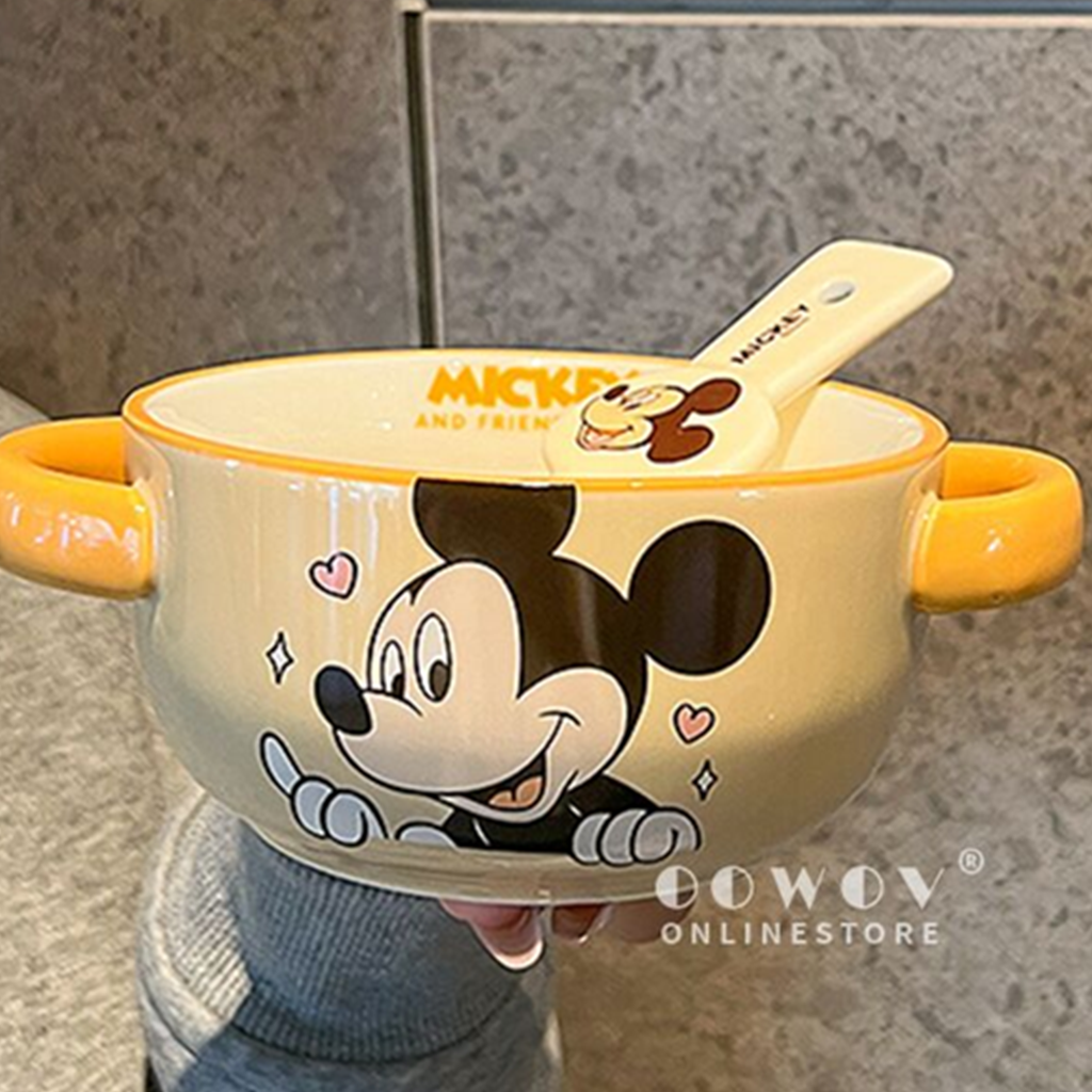 ミッキーマウス 両手付きセラミックボウル＆スプーン 400ml
