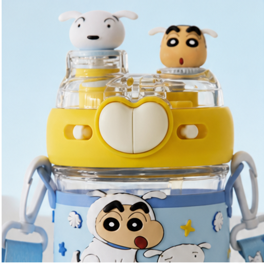 クレヨンしんちゃん シロ 580ml 2WAY Tritanストローボトル ブルー