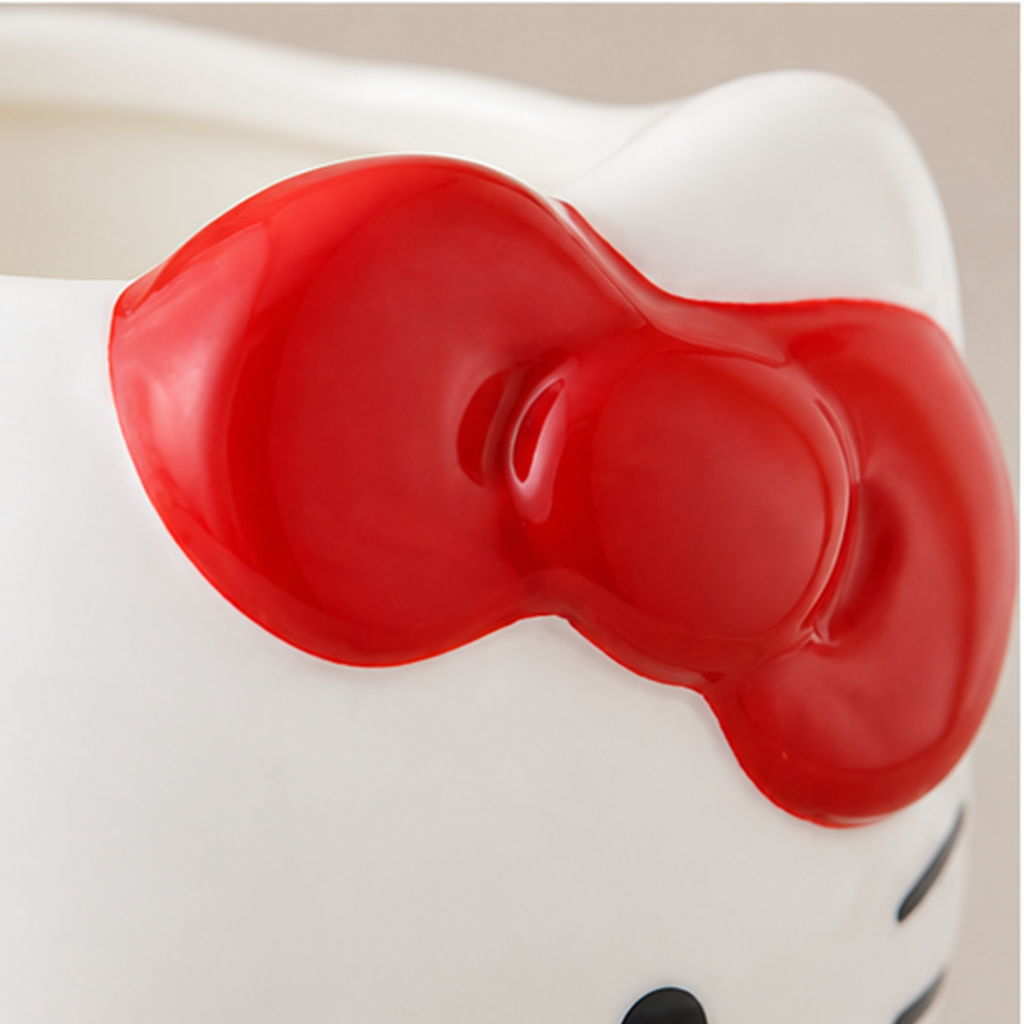 ハローキティ 475ml 立体セラミックマグ レッドリボン