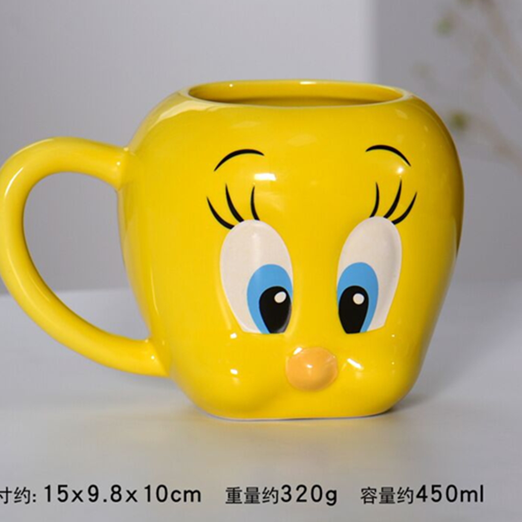 トゥイーティー 450ml フェイス型 セラミックマグ イエロー