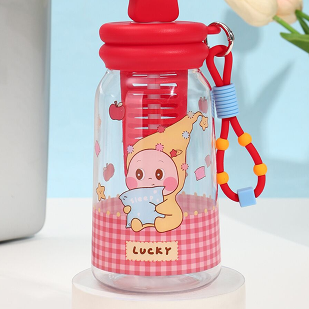 スターベビー 茶こし付きストローボトル 500ml レッド