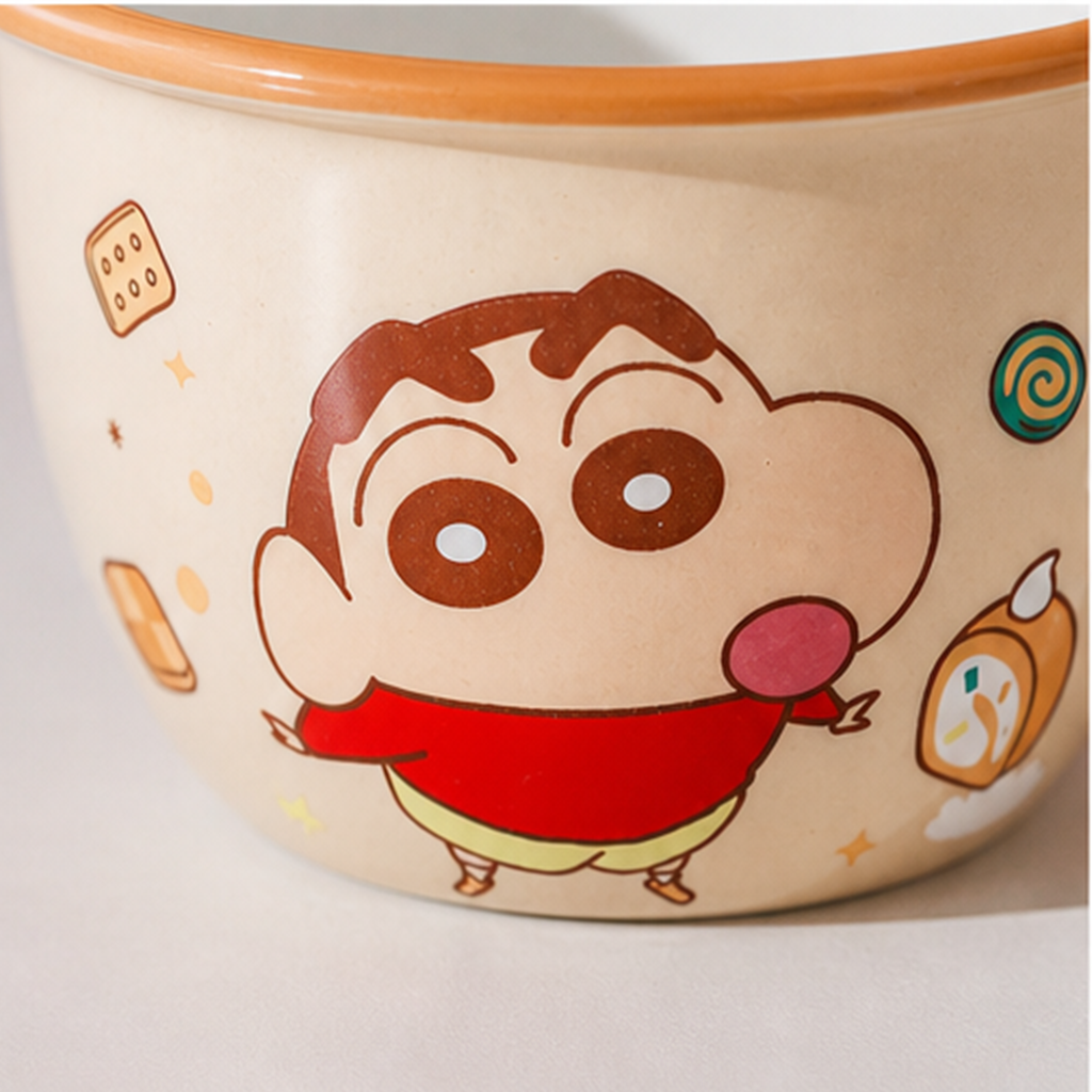 クレヨンしんちゃん 450ml 4.7インチ セラミック飯碗 オレンジ