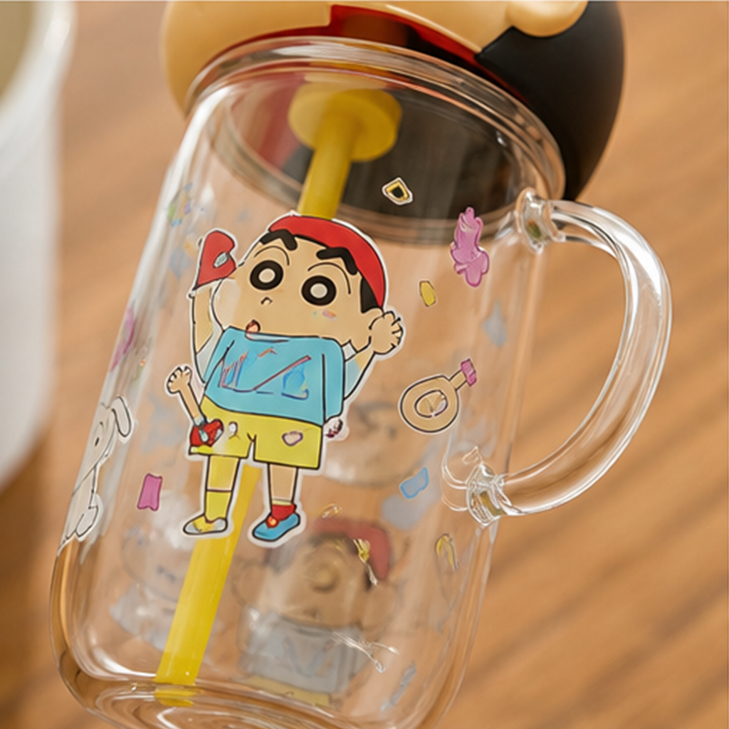 クレヨンしんちゃん 580mlガラスストローカップ