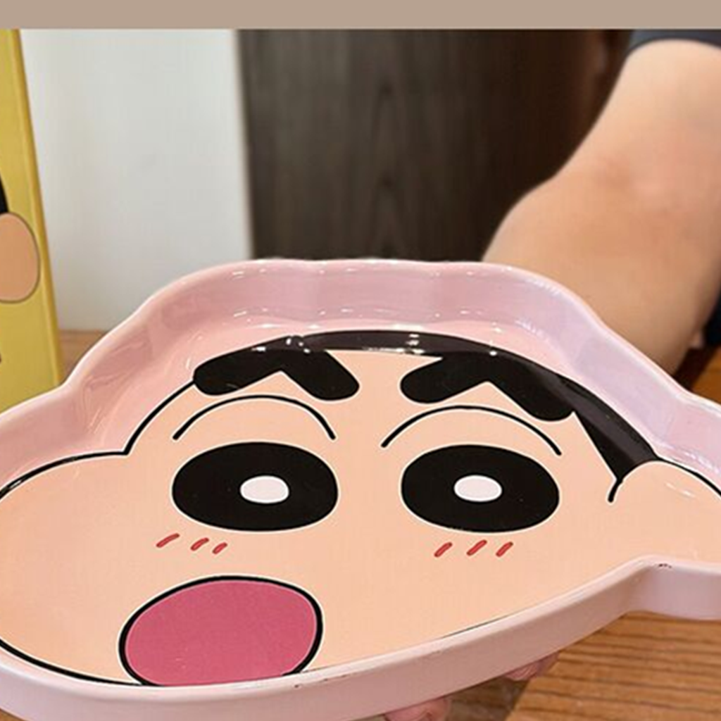 クレヨンしんちゃん フェイス型 セラミックプレート 約22cm ピンク