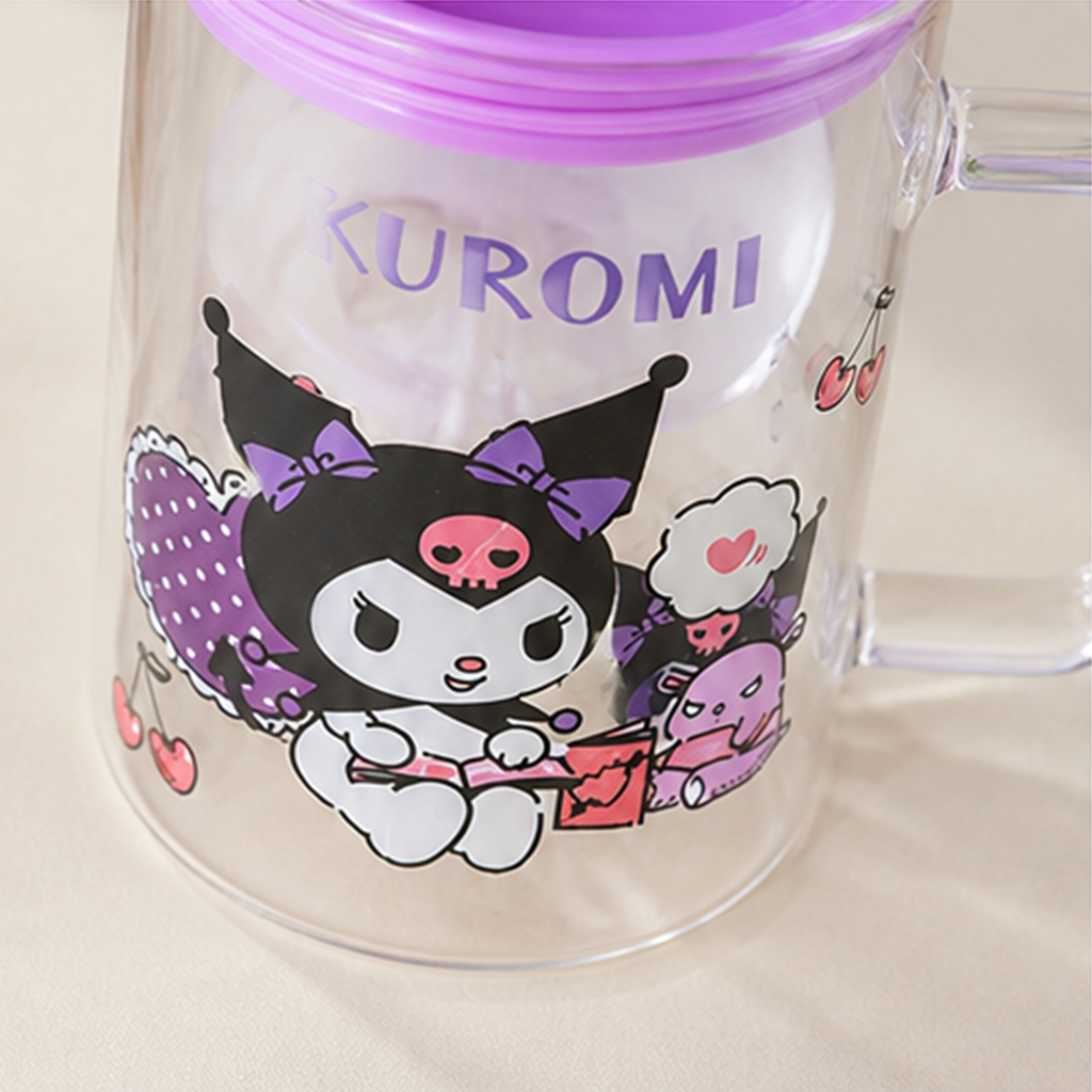 クロミ 600ml ガラスストローマグ ハンドル付き パープル