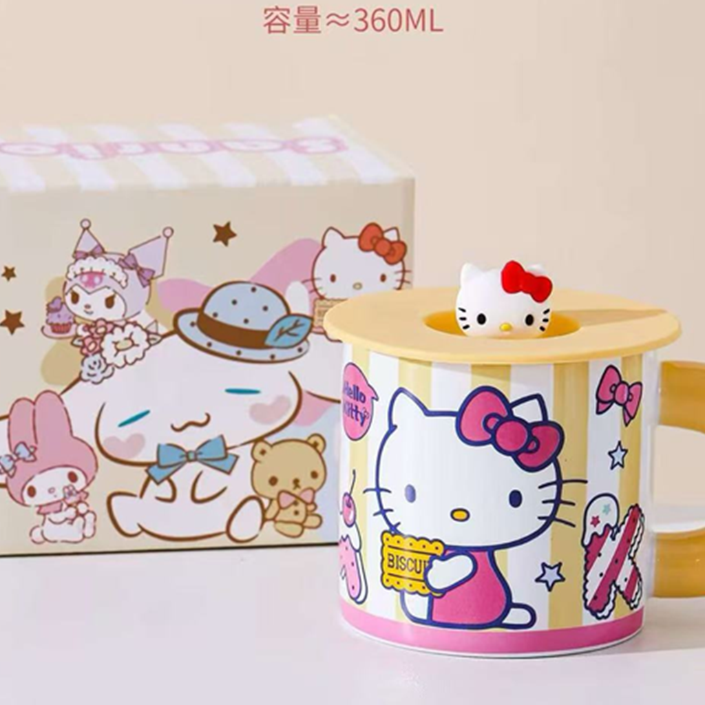 ハローキティ ふた付きセラミックマグ 360ml イエロー