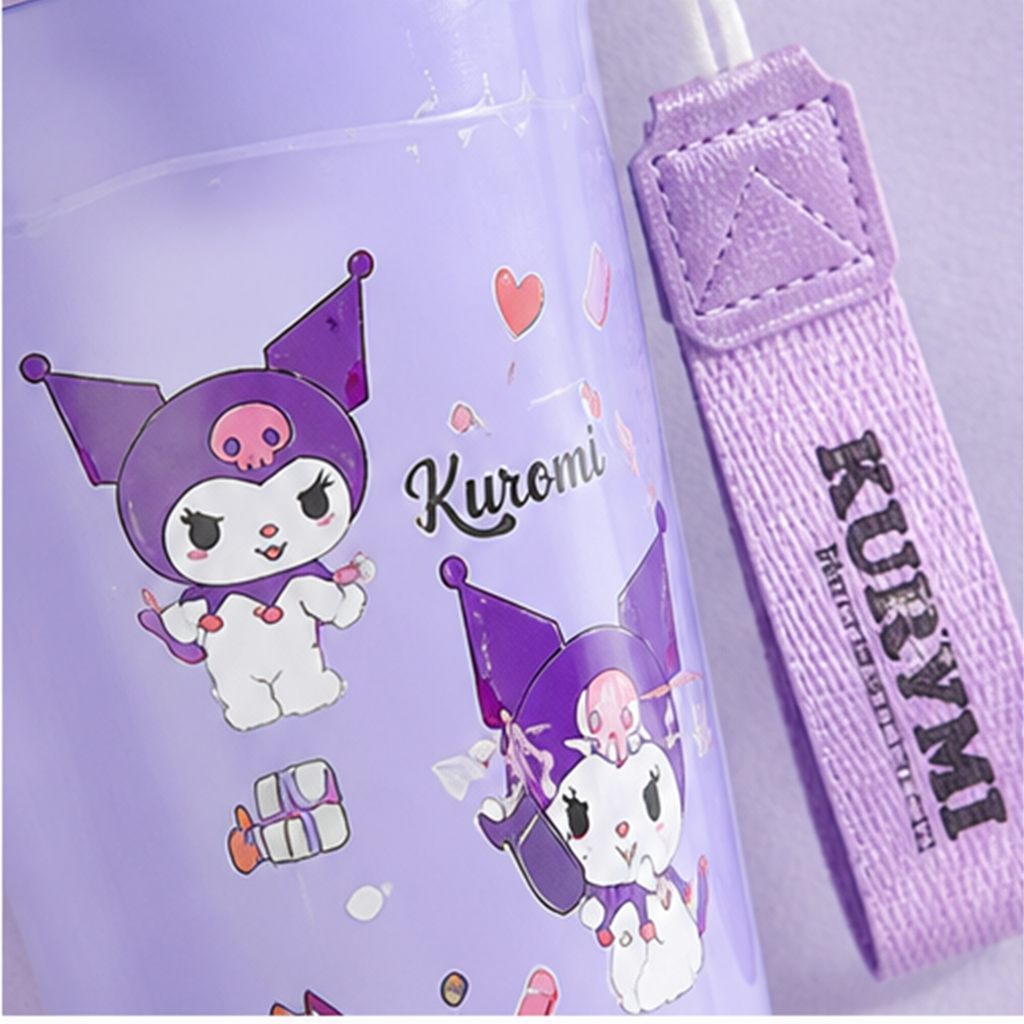 クロミ 480ml 304ステンレス 保温カップ ストラップ付き パープル