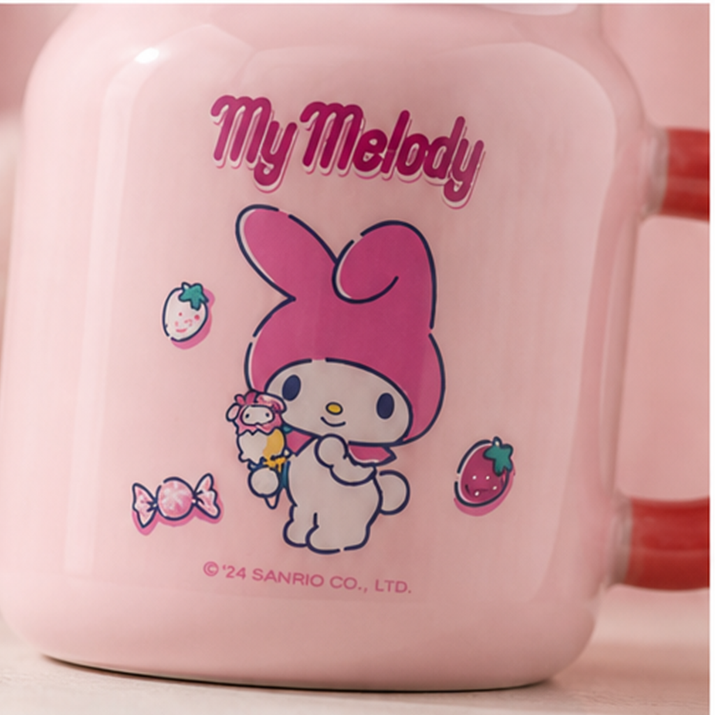 マイメロディ 400ml ふた付きストローセラミックマグ ピンク