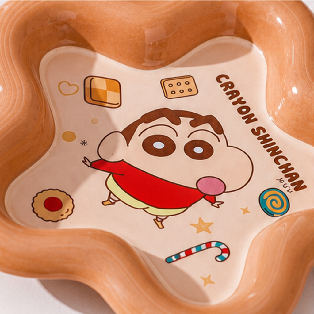 クレヨンしんちゃん 8インチ 星形セラミックプレート ブラウン