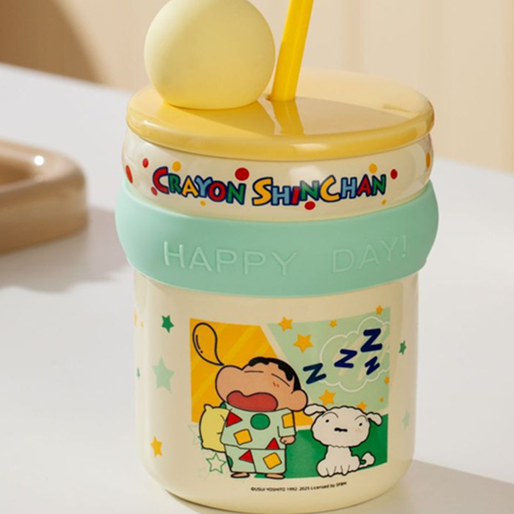 クレヨンしんちゃん ふた付き陶器ストローマグ 450ml ミント
