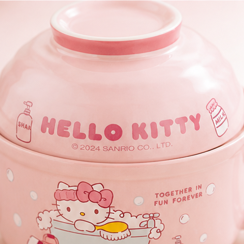 サンリオ ハローキティ ふた付きセラミックヌードルボウル ピンク