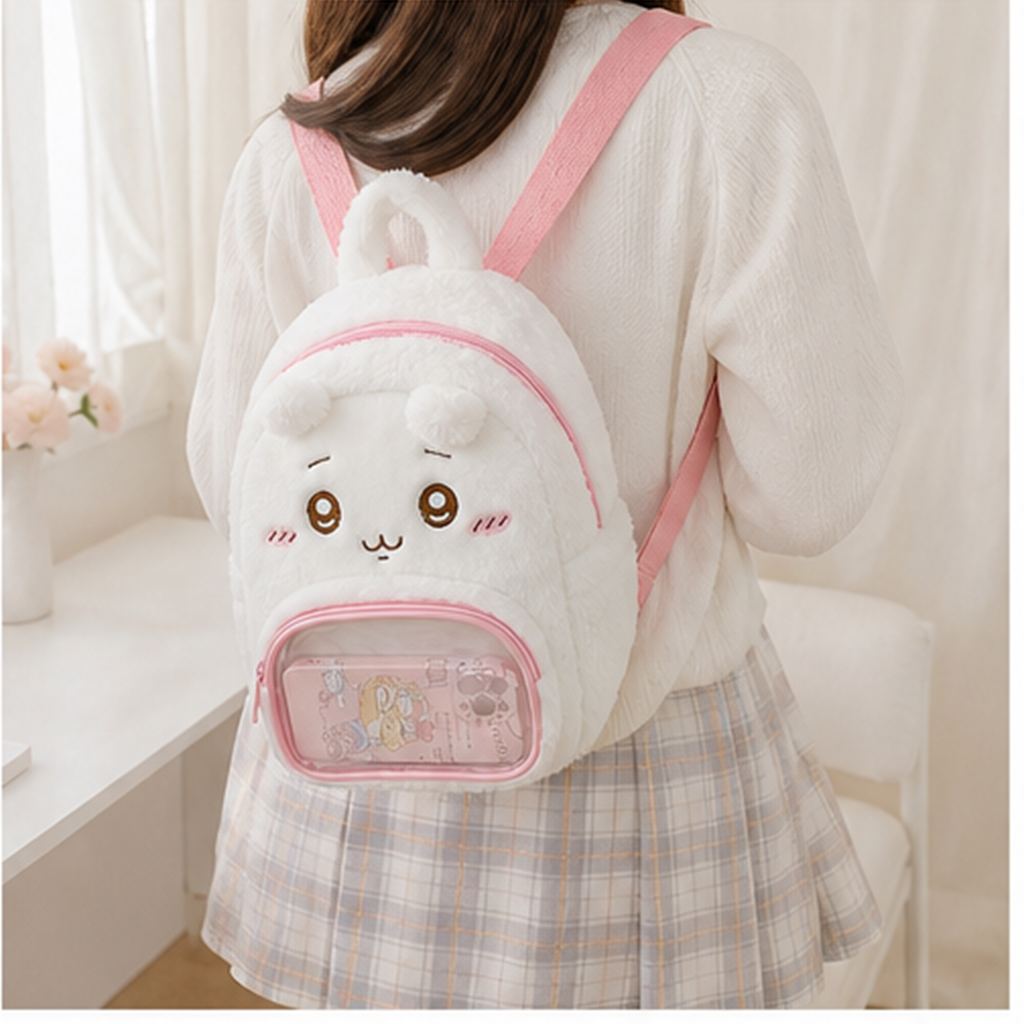 ちいかわ もこもこフェイスリュック ピンク