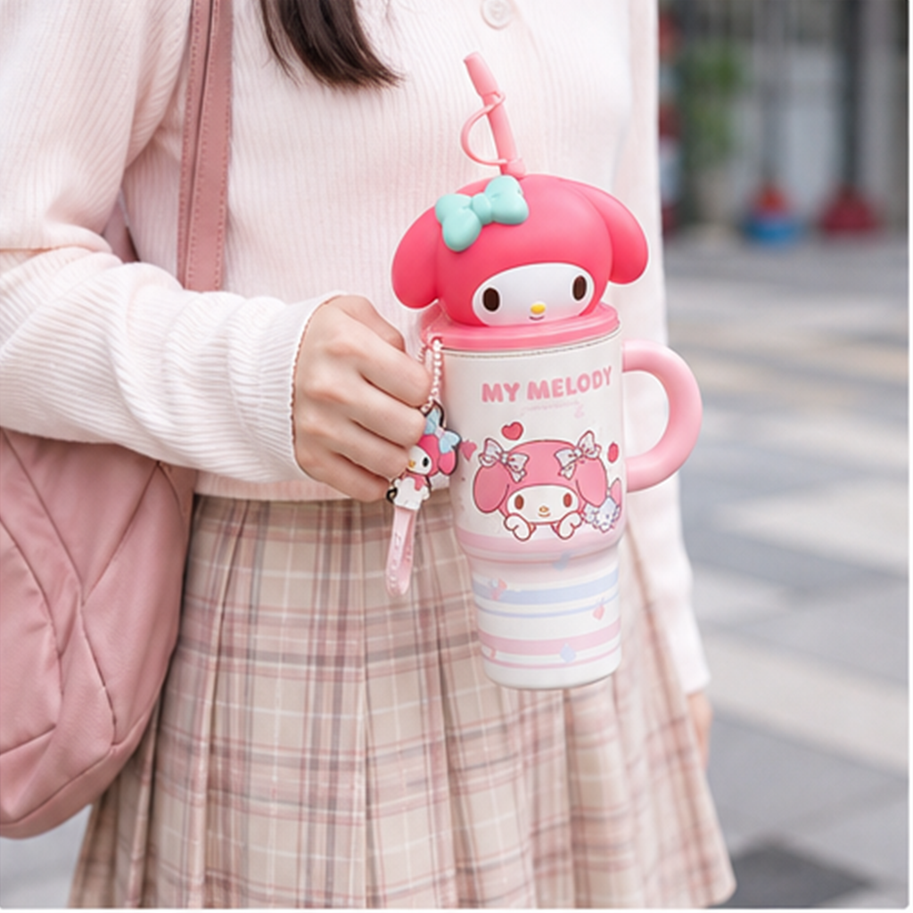 マイメロディ 580ml ストロー付き保温タンブラー