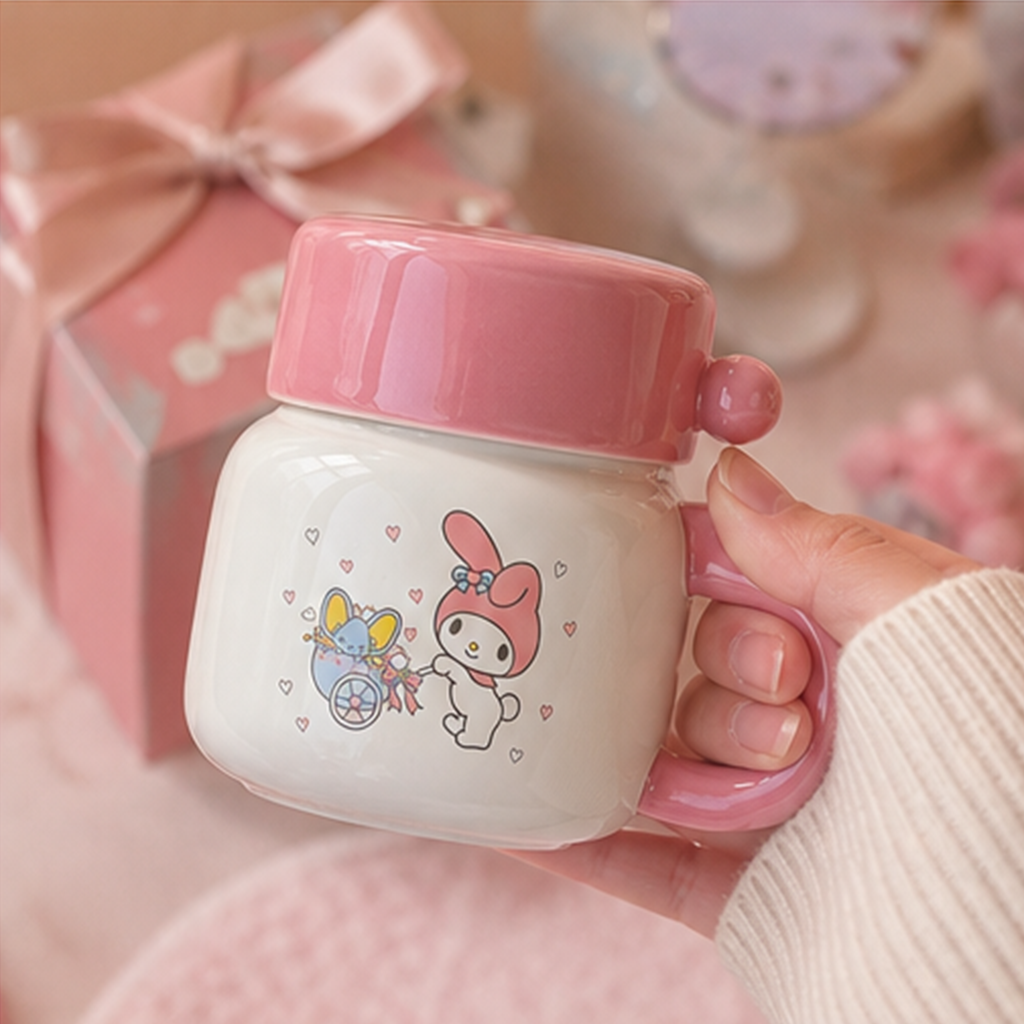 サンリオ マイメロディ ふた付きセラミックマグ ギフトボックス入り ピンク