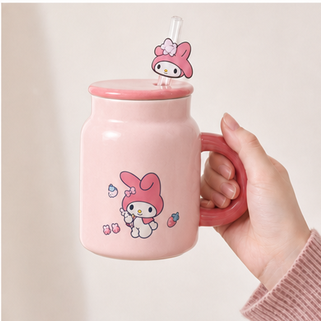 マイメロディ ストロー付き陶器マグ 400ml