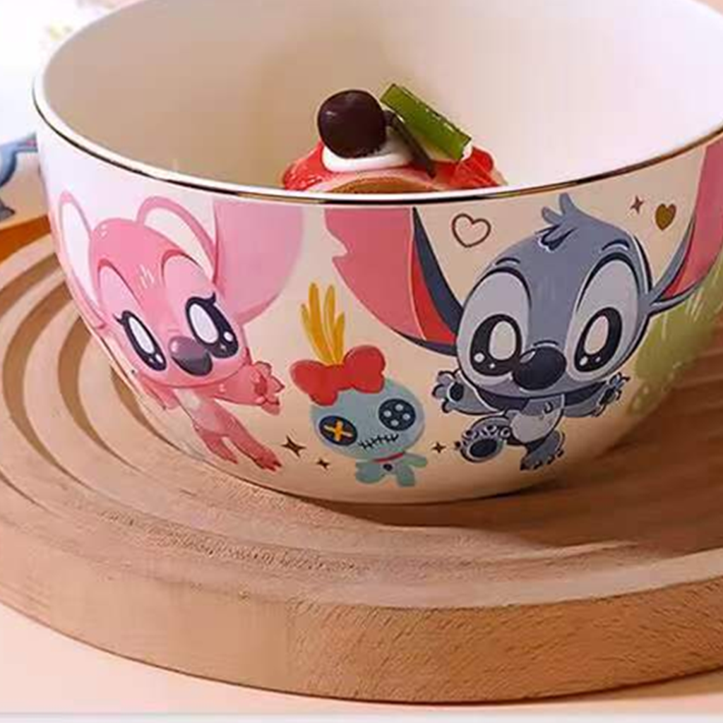 スティッチ＆エンジェル ピンク陶器ボウル