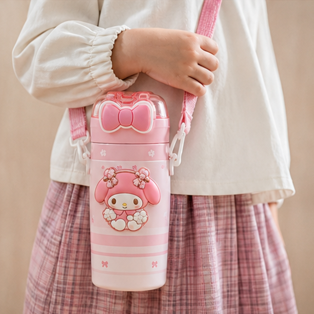 マイメロディ 580ml 2WAYキッズ保温ボトル ショルダー付き