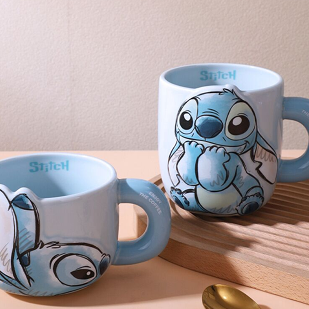 ディズニー スティッチ 650ml 立体レリーフ セラミックマグ ブルー
