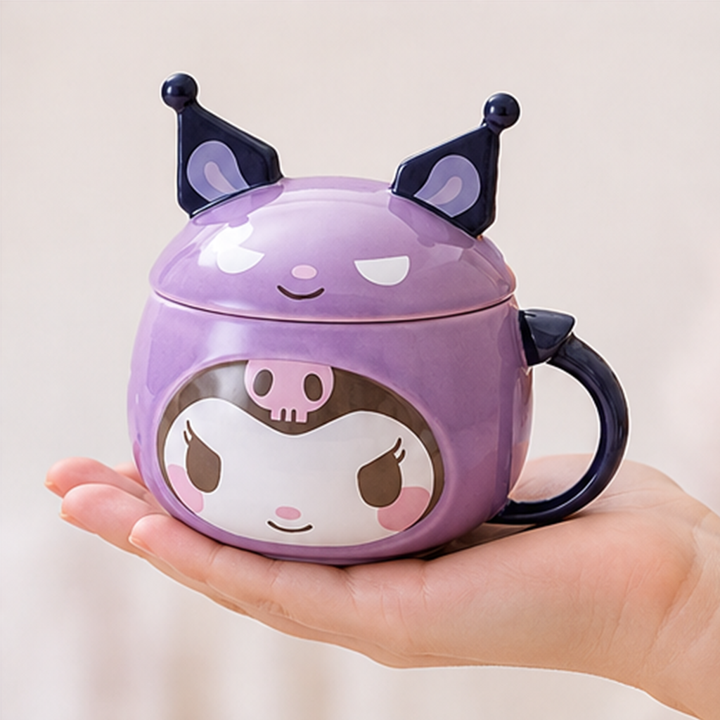 サンリオ クロミ 370ml 立体ふた付き セラミックマグ パープル