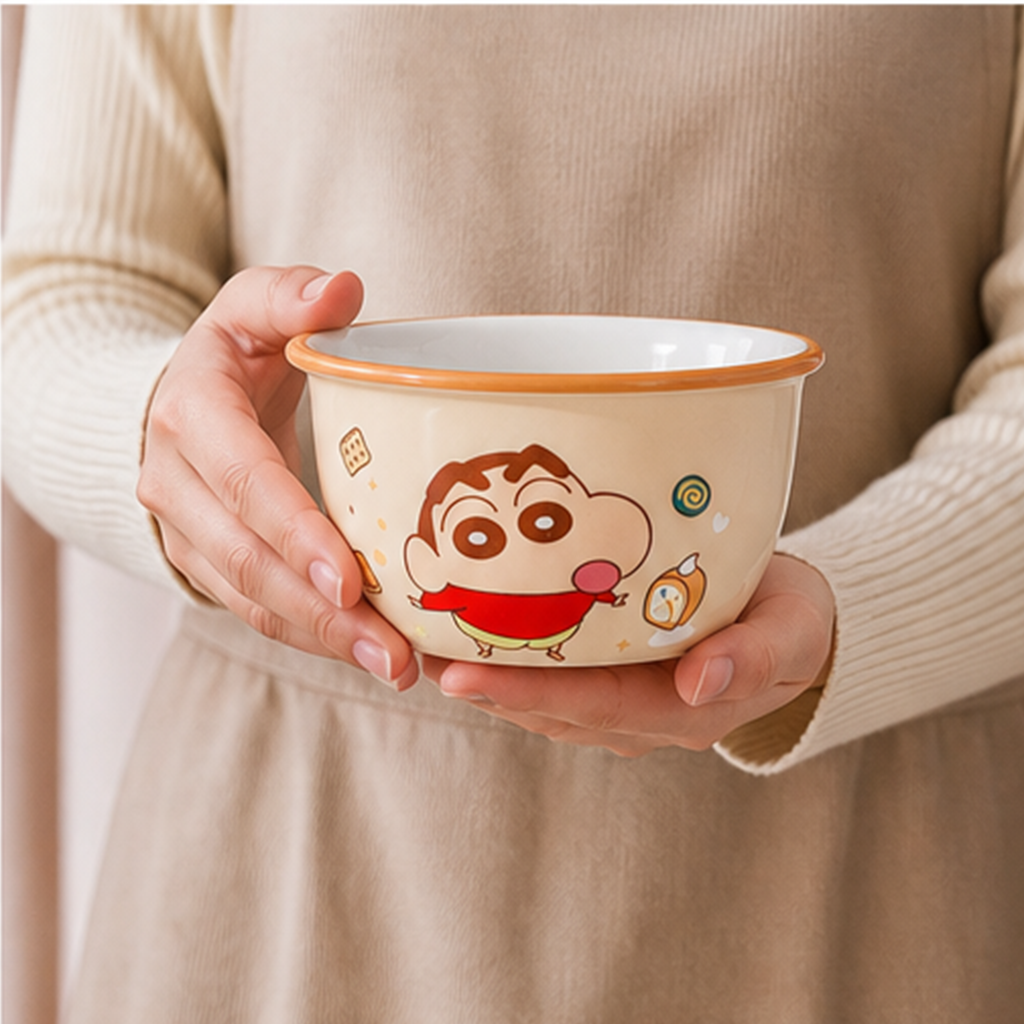 クレヨンしんちゃん 450ml 4.7インチ セラミック飯碗 オレンジ