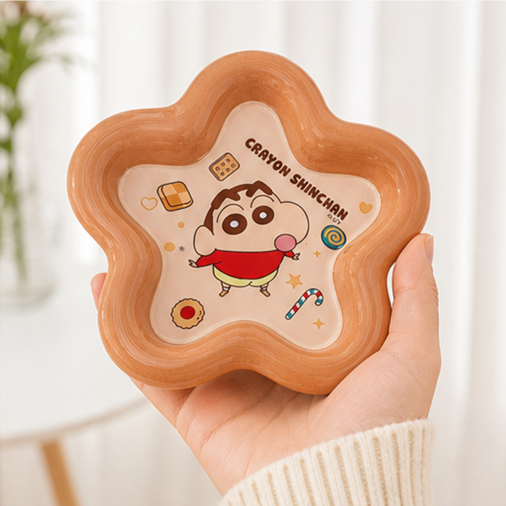 クレヨンしんちゃん 8インチ 星形セラミックプレート ブラウン