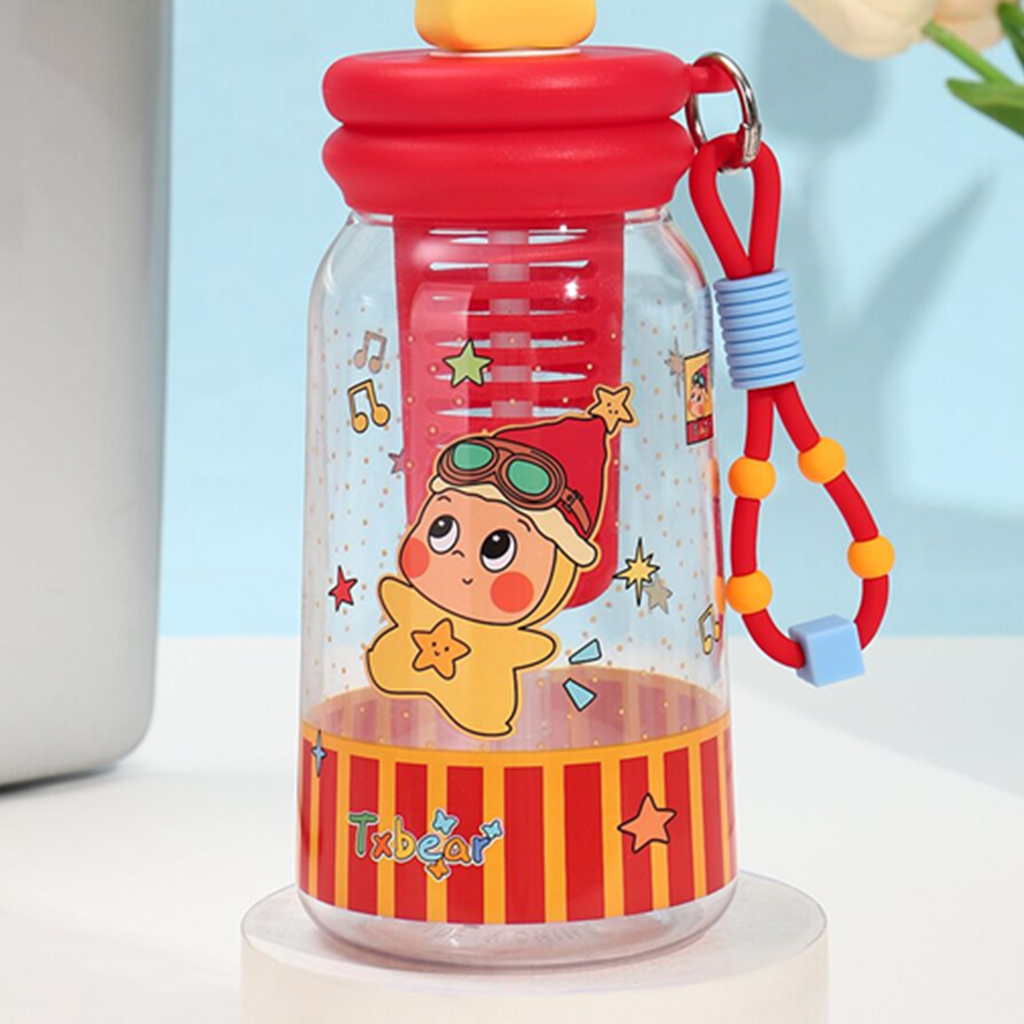 スターベビー 茶こし付きストローボトル 500ml レッド